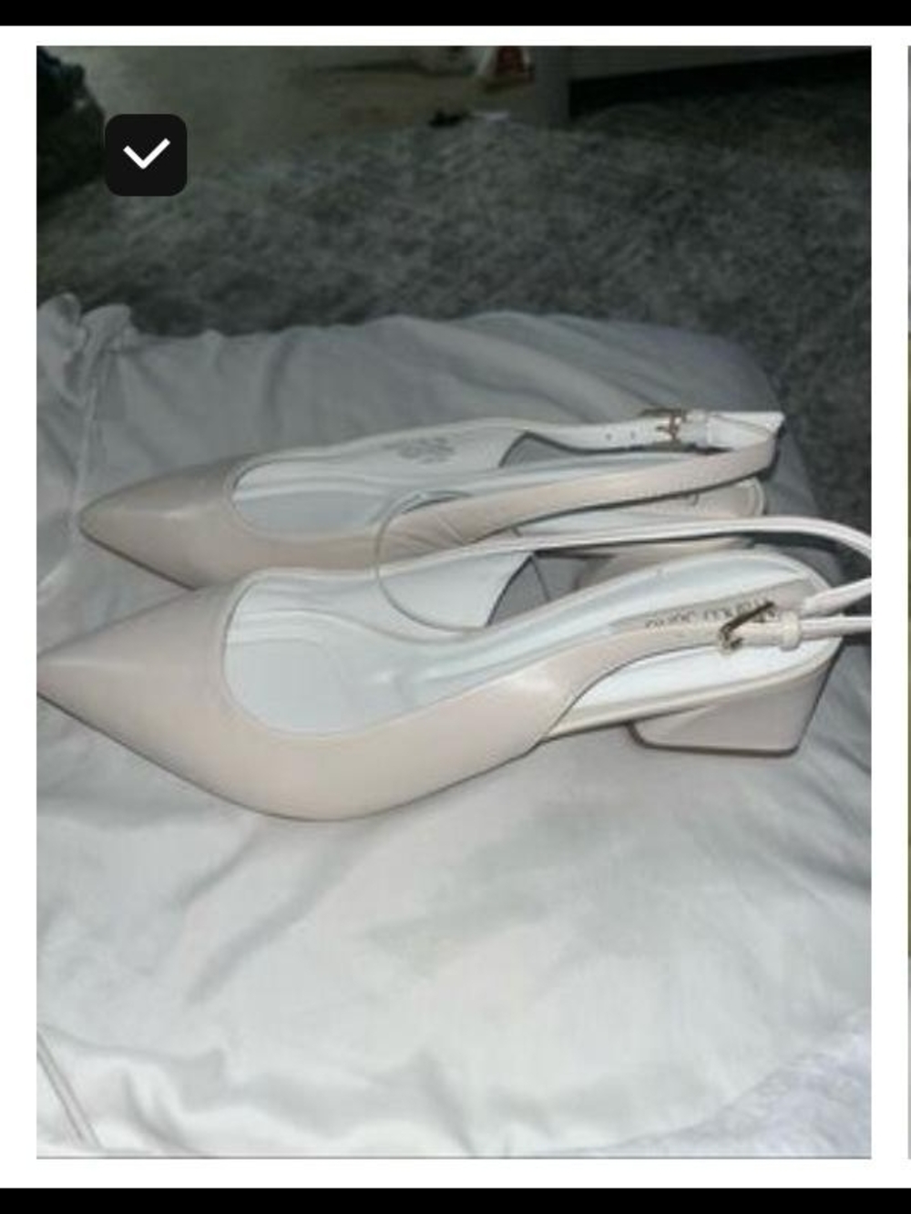 Franco Sarto Nude Pointed Slingback Block Heels